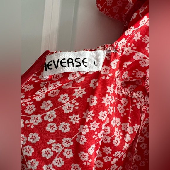 Red Floral Ruffle Dress - Picture 14 of 15